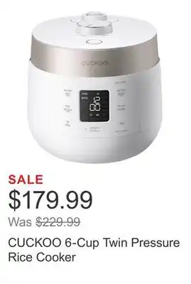 Costco CUCKOO 6-Cup Twin Pressure Rice Cooker offer