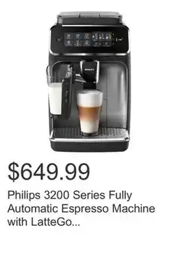 Costco Philips 3200 Series Fully Automatic Espresso Machine with LatteGo Milk Frother offer