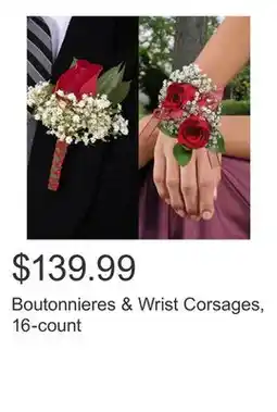 Costco Boutonnieres & Wrist Corsages, 16-count offer