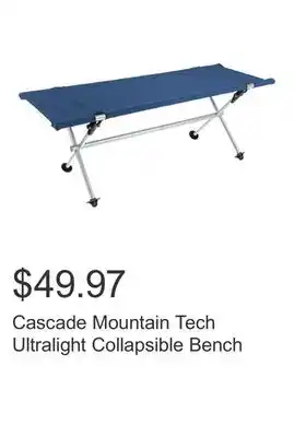 Costco Cascade Mountain Tech Ultralight Collapsible Bench offer