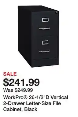 Office Depot WorkPro 26-1/2D Vertical 2-Drawer Letter-Size File Cabinet, Black offer