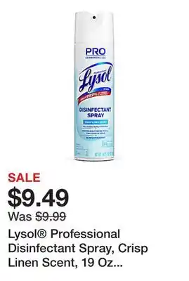 Office Depot Lysol Professional Disinfectant Spray, Crisp Linen Scent, 19 Oz Bottle offer