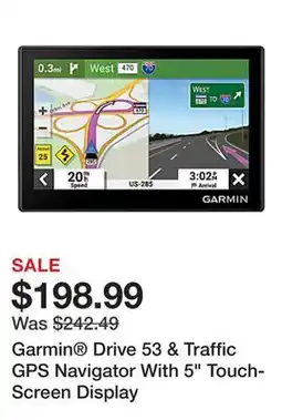 Office Depot Garmin Drive 53 & Traffic GPS Navigator With 5 Touch-Screen Display offer