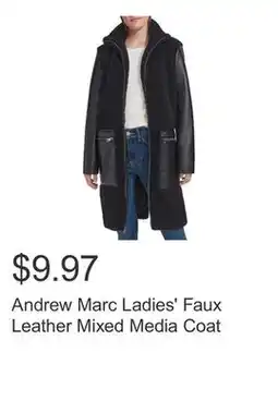 Costco Andrew Marc Ladies' Faux Leather Mixed Media Coat offer