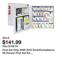 Office Depot First Aid Only ANSI 2015 SmartCompliance 50-Person First Aid Kit, 14-1/8H x 3-1/8W x 13-1/4D offer