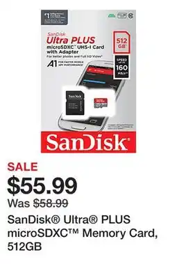 Office Depot SanDisk Ultra PLUS microSDXC Memory Card, 512GB offer