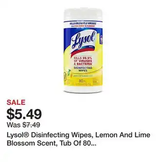 Office Depot Lysol Disinfecting Wipes, Lemon And Lime Blossom Scent, Tub Of 80 Sheets offer