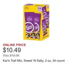 Costco Kar's Trail Mix, Sweet 'N Salty, 2 oz, 24-count offer