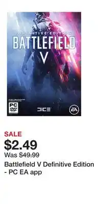 Game Stop Battlefield V Definitive Edition - PC EA app offer