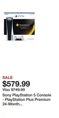 Game Stop Sony PlayStation 5 Console - PlayStation Plus Premium 24-Month Subscription Bundle offer