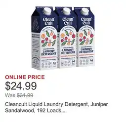 Costco Cleancult Liquid Laundry Detergent, Juniper Sandalwood, 192 Loads, 96 fl oz offer