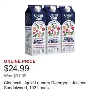 Costco Cleancult Liquid Laundry Detergent, Juniper Sandalwood, 192 Loads, 96 fl oz offer