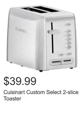Costco Cuisinart Custom Select 2-slice Toaster offer