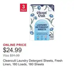 Costco Cleancult Laundry Detergent Sheets, Fresh Linen, 180 Loads, 180 Sheets offer