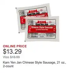 Costco Kam Yen Jan Chinese Style Sausage, 21 oz., 2-count offer