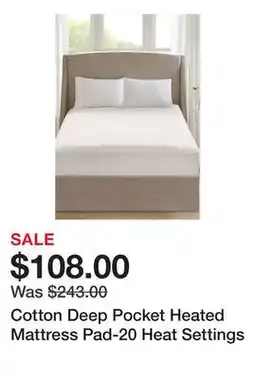 Belk Cotton Deep Pocket Heated Mattress Pad-20 Heat Settings offer