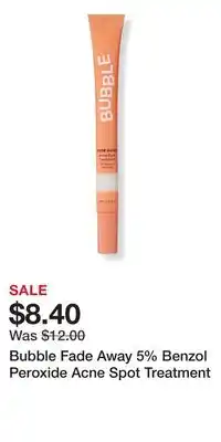 Ulta Beauty Bubble Fade Away 5% Benzol Peroxide Acne Spot Treatment offer
