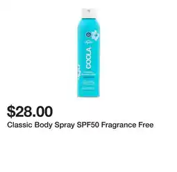 Belk Classic Body Spray SPF50 Fragrance Free offer