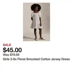 Belk Girls 2-6x Floral Smocked Cotton Jersey Dress offer