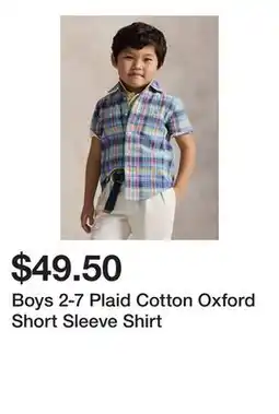 Belk Boys 2-7 Plaid Cotton Oxford Short Sleeve Shirt offer