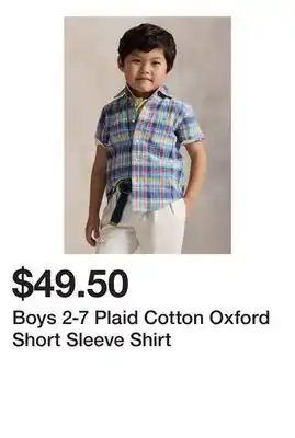 Belk Boys 2-7 Plaid Cotton Oxford Short Sleeve Shirt offer