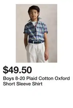 Belk Boys 8-20 Plaid Cotton Oxford Short Sleeve Shirt offer