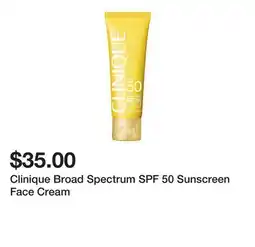 Belk Clinique Broad Spectrum SPF 50 Sunscreen Face Cream offer