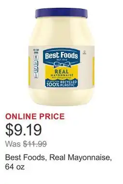 Costco Best Foods, Real Mayonnaise, 64 oz offer