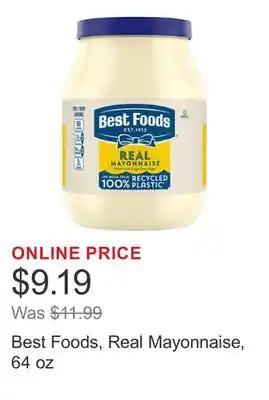 Costco Best Foods, Real Mayonnaise, 64 oz offer