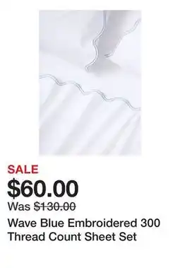 Belk Wave Blue Embroidered 300 Thread Count Sheet Set offer