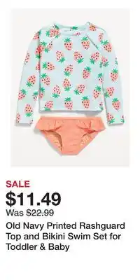Old Navy Old Navy Printed Rashguard Top and Bikini Swim Set for Toddler & Baby offer