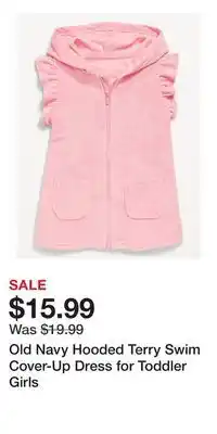 Old Navy Old Navy Hooded Terry Swim Cover-Up Dress for Toddler Girls offer
