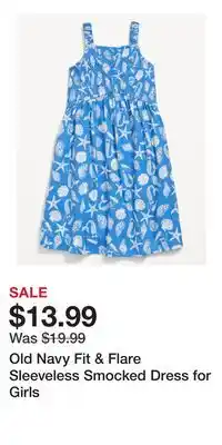 Old Navy Old Navy Fit & Flare Sleeveless Smocked Dress for Girls offer