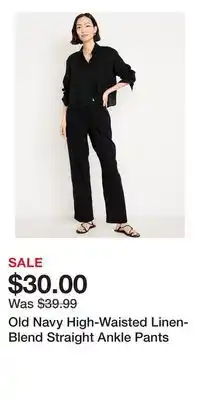 Old Navy Old Navy High-Waisted Linen-Blend Straight Ankle Pants offer