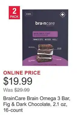 Costco BrainCare Brain Omega 3 Bar, Fig & Dark Chocolate, 2.1 oz, 16-count offer