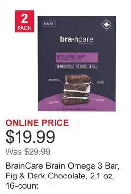 Costco BrainCare Brain Omega 3 Bar, Fig & Dark Chocolate, 2.1 oz, 16-count offer