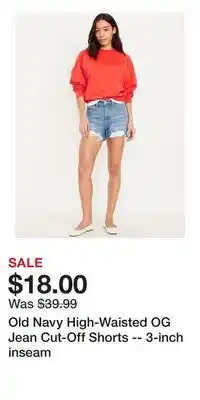 Old Navy Old Navy High-Waisted OG Jean Cut-Off Shorts -- 3-inch inseam offer