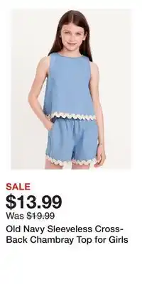 Old Navy Old Navy Sleeveless Cross-Back Chambray Top for Girls offer
