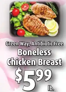 Gristedes Green way, antibiotic free boneless chicken breast offer