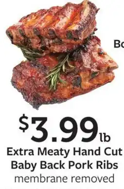 Fareway Extra meaty hand cut baby back pork ribs offer