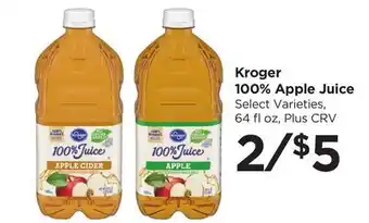 Food 4 Less Kroger 100% Apple Juice offer