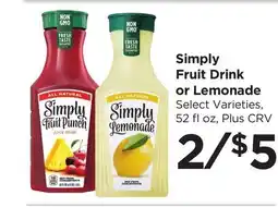 Food 4 Less Simply Fruit Drink or Lemonade offer
