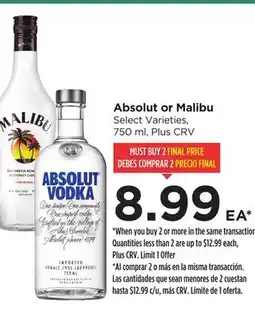 Food 4 Less Absolut or Malibu offer