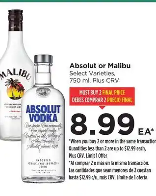 Food 4 Less Absolut or Malibu offer