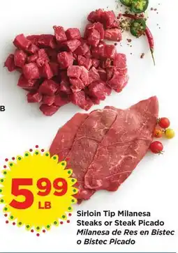 Food 4 Less Sirloin Tip Milanesa Steaks or Steak Picado offer