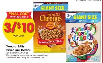 Ralphs General Mills Giant Size Cereal offer