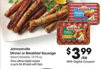 Ralphs Johnsonville Dinner or Breakfast Sausage offer
