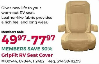 Camping World GripFit RV Seat Cover offer