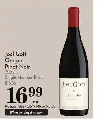 Pavilions Joel Gott Oregon Pinot Noir offer