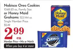 Pavilions Nabisco Oreo Cookies 10.68-20 oz., Family Size. or Honey Maid Grahams 12.2-14.4 oz offer